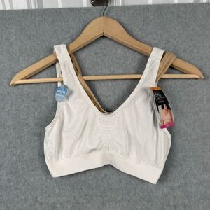 Bali Bra SET of 2 Womens S Beige White Crop Top Comfort Seamless Stretch NEW